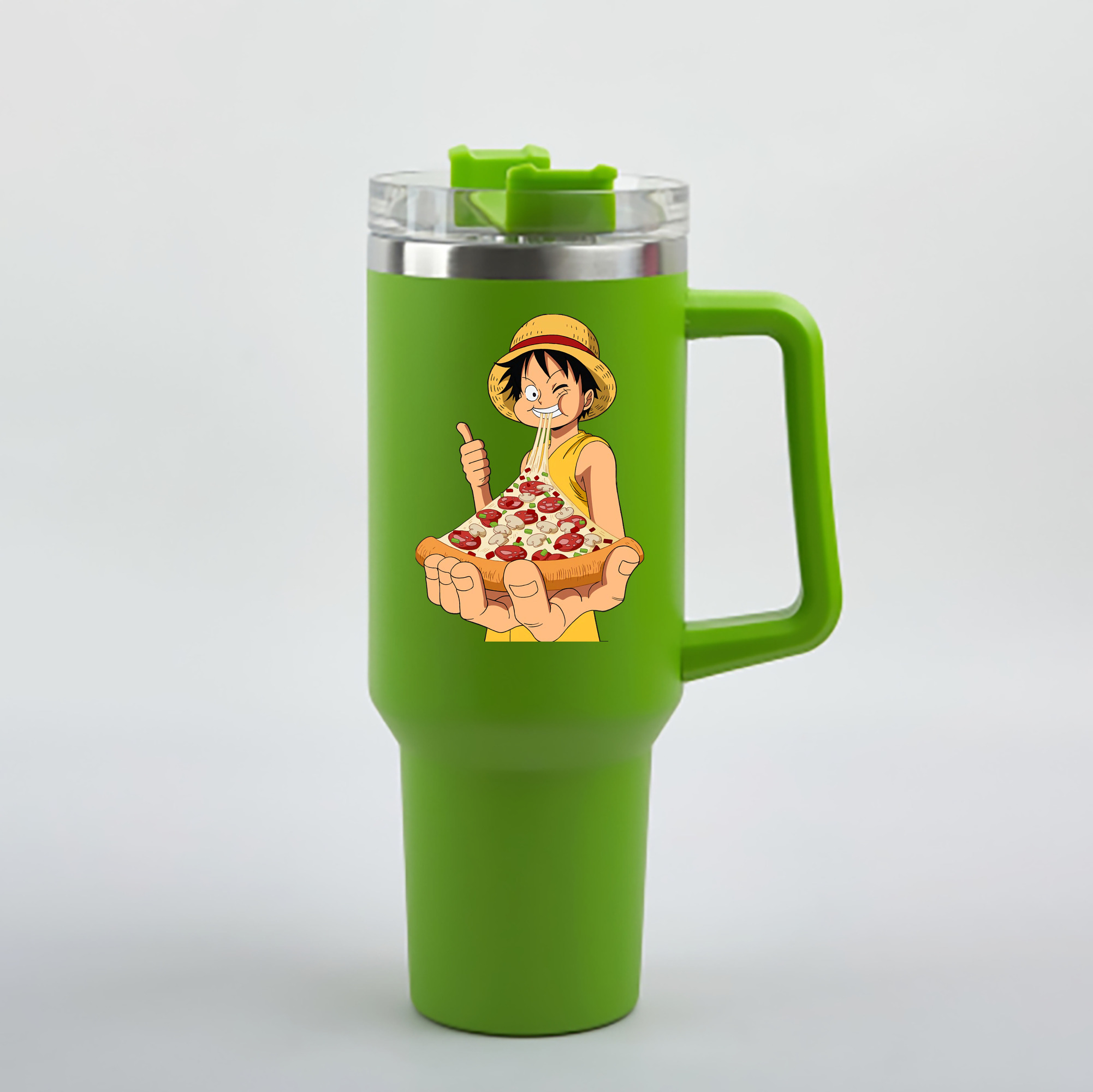 ワンピース モンキー・D・ルフィ ONE PIECE Monkey D. Luffy 1200mL車用タンブラー - クリスタルステッカー（プラスチックストロー付き）